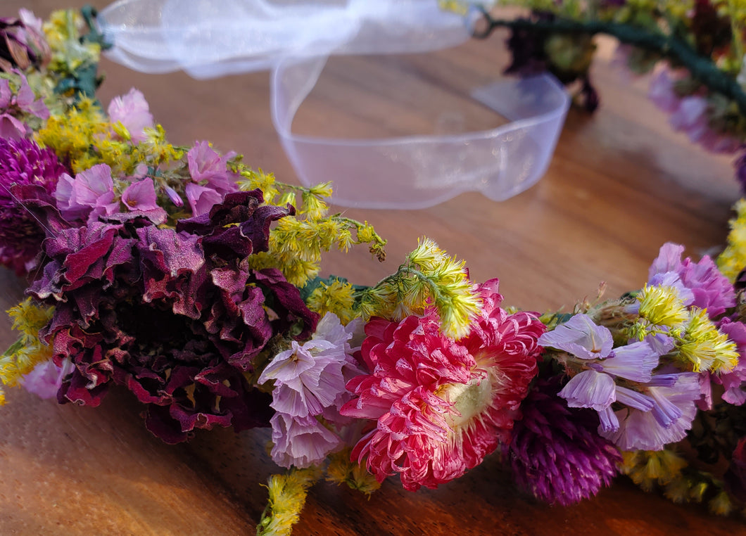 Purple Lane Dried Flower Crown